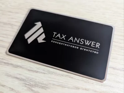 NFC визитка Silver mirror&black print для консалтингового агентства TAX ANSWER