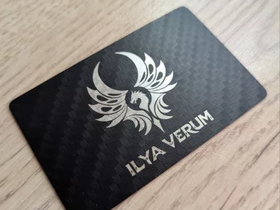 NFC визитка из стали с текстурой карбон