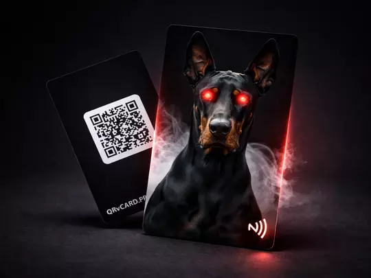 NFC-визитка из пластика (Доберман) с диодами