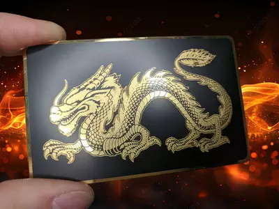 NFC-визитка из металла (Gold Dragon)