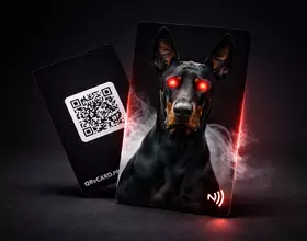NFC-визитка из пластика (Доберман) с диодами